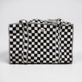 Black and white checkerboard, LARGE Cotton Tote Bag