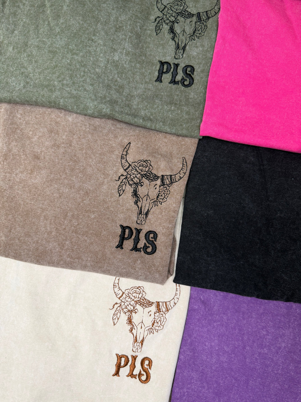 PLS Western Skull Acid Wash T-shirt. 100% cotton.
