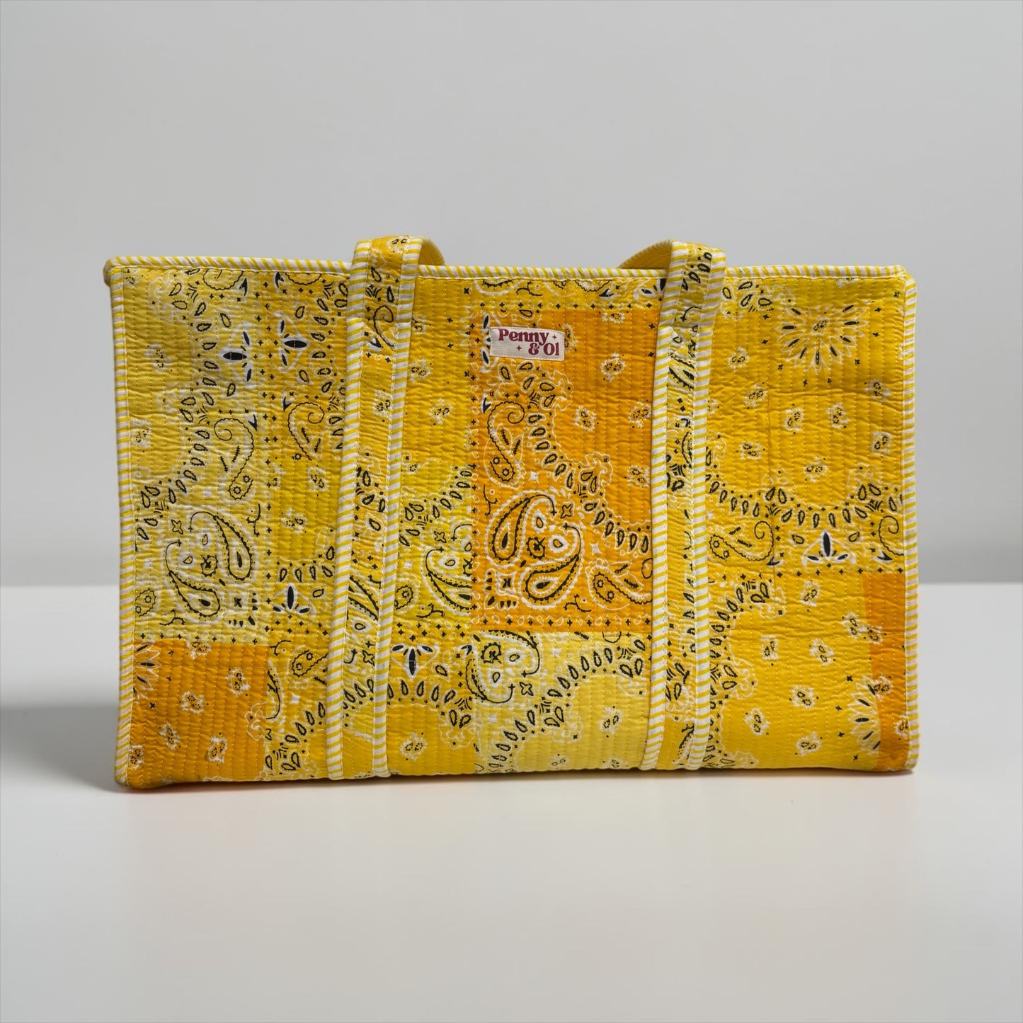 Yellow Paisley Bandana LARGE Cotton Tote Bag