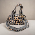 Leopard Print Mini Duffle Tote, Handmade Tote Bag