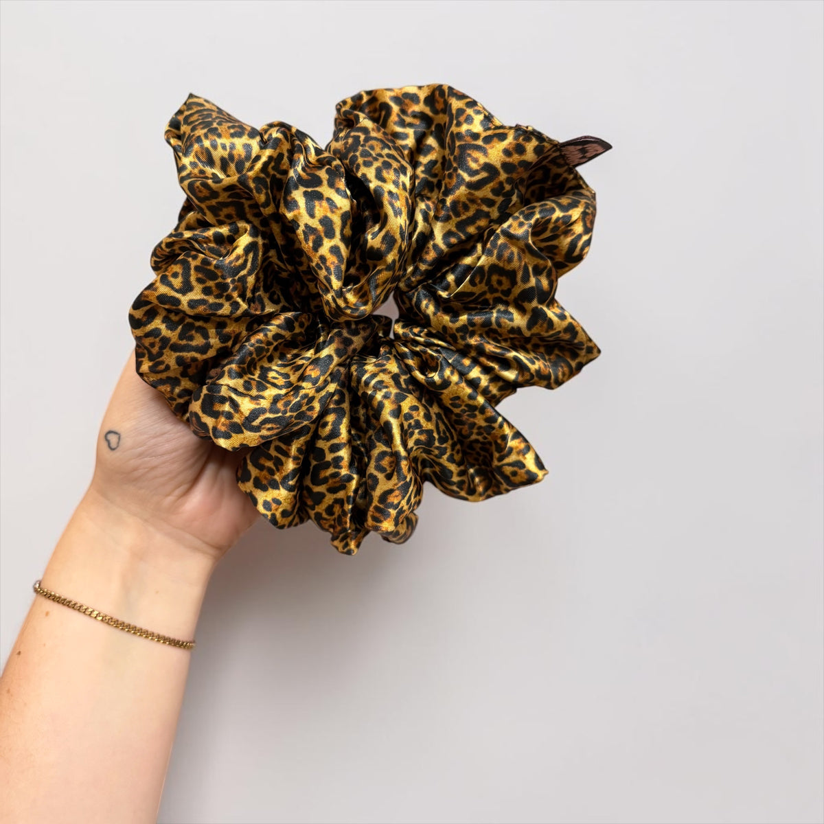 Leopard Print XL Satin Hair Scrunchie