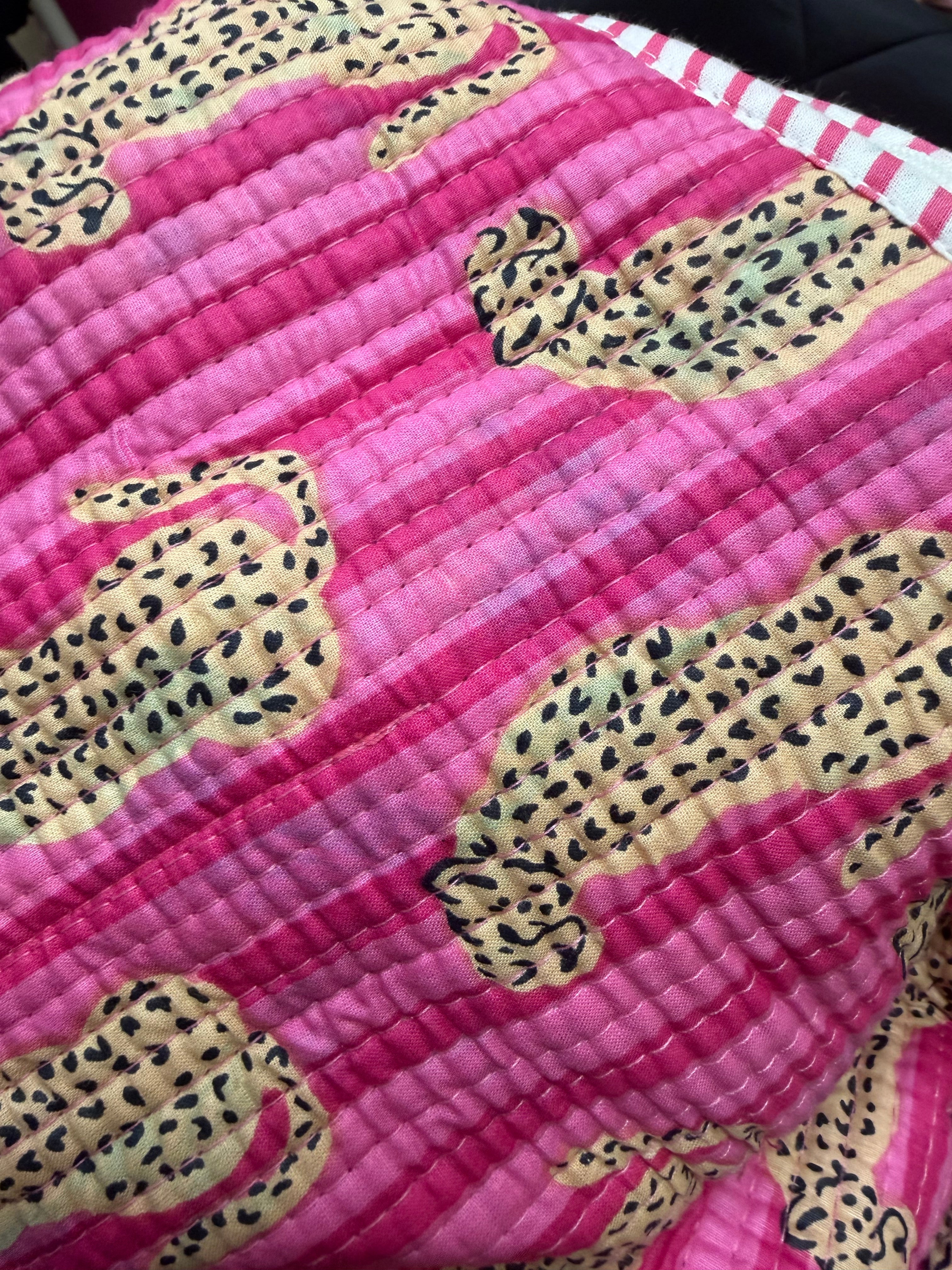 IMPERFECT pink stripe leopard hair tool bags. NON RETURNABLE