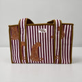 Plum Stripe Leopard MEDIUM Cotton tote bag