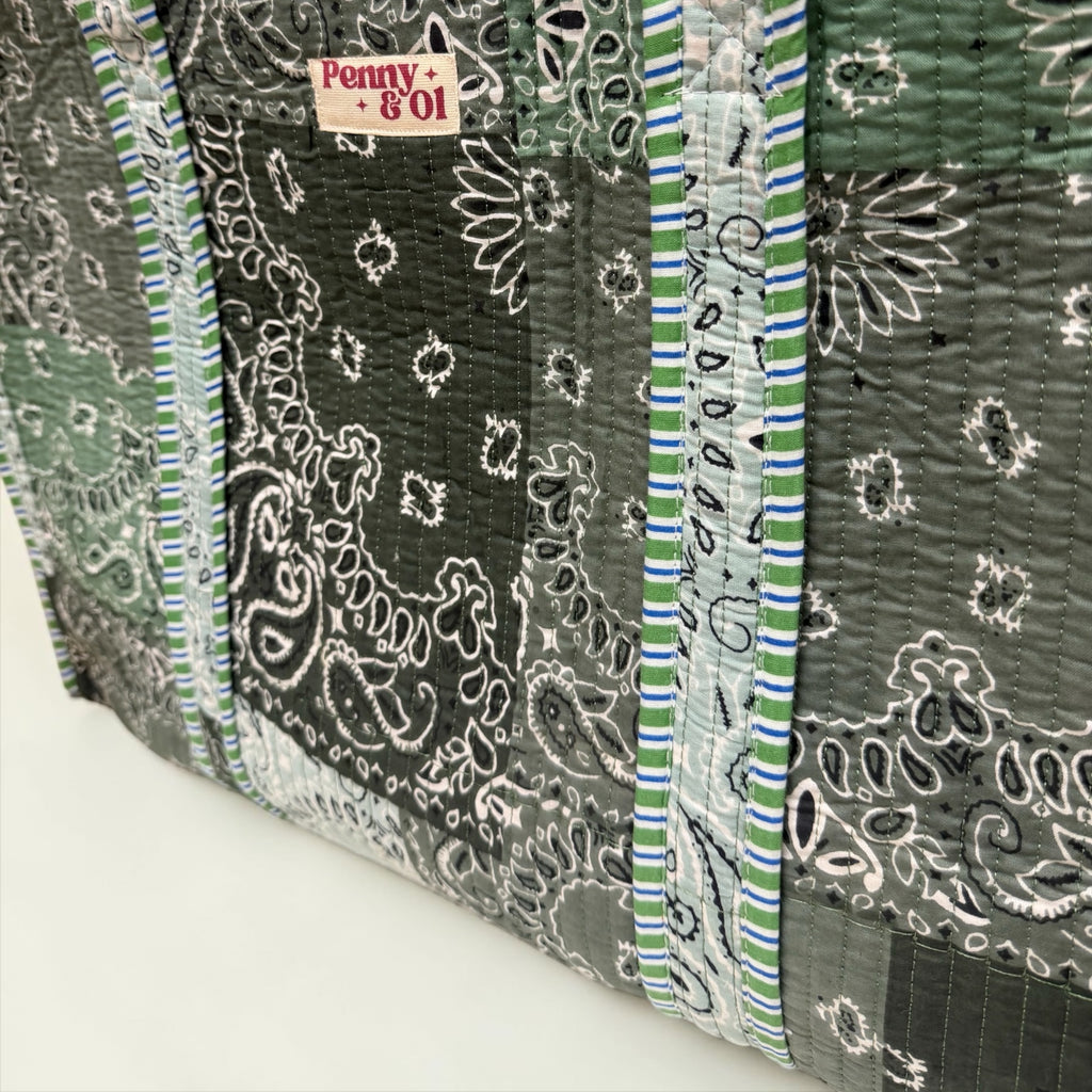 Sage Paisley Bandana MEDIUM Cotton tote bag