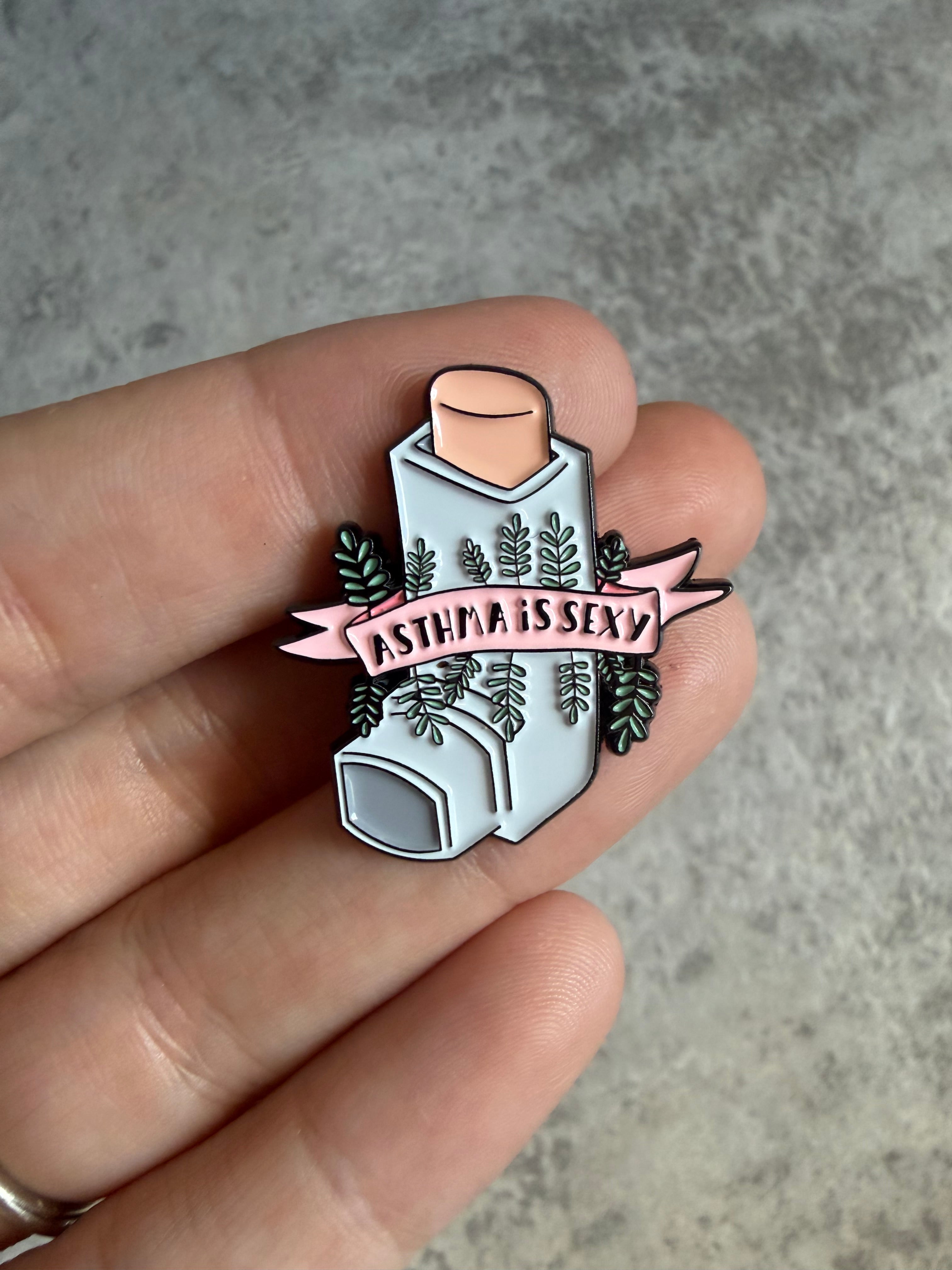 Asthma is sexy, blue inhaler Pin Badge