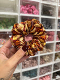 Autumn Checkerboard MIDI Satin Hair Scrunchie