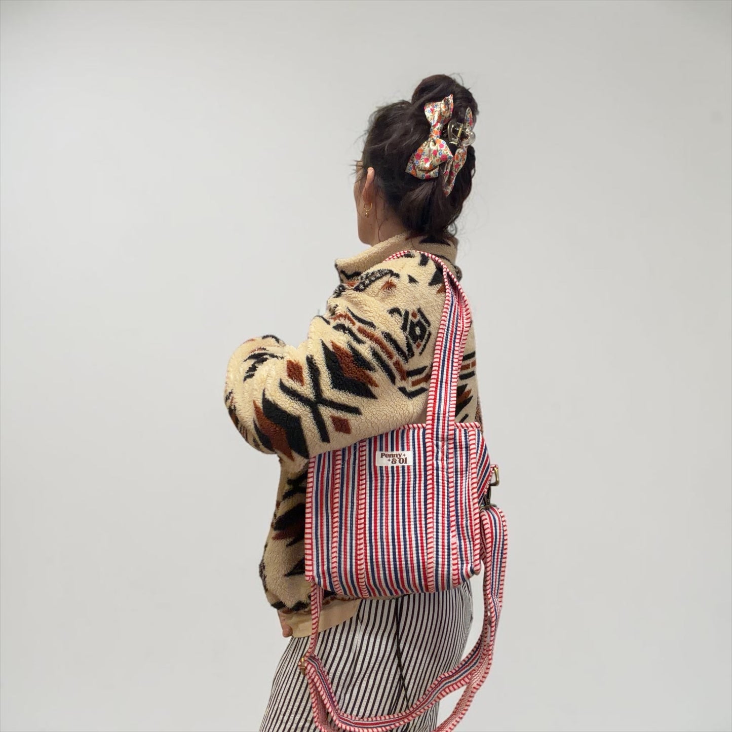 Red Blue Stripes MINI Tote Bag - Penny & Ol