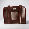 Chocolate Gingham Travel Tote, Handmade Cotton Tote Bag