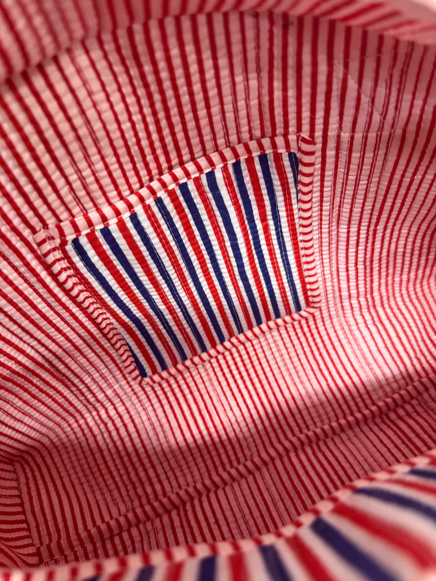 Red Blue Stripes MEDIUM Cotton tote bag