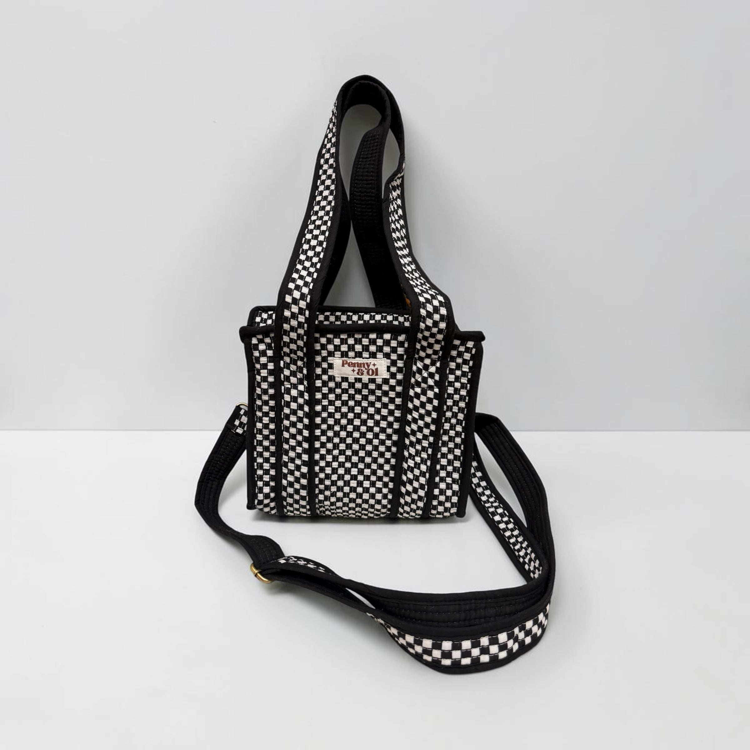 Small black and white checkerboard MINI Tote Bag - Penny & Ol