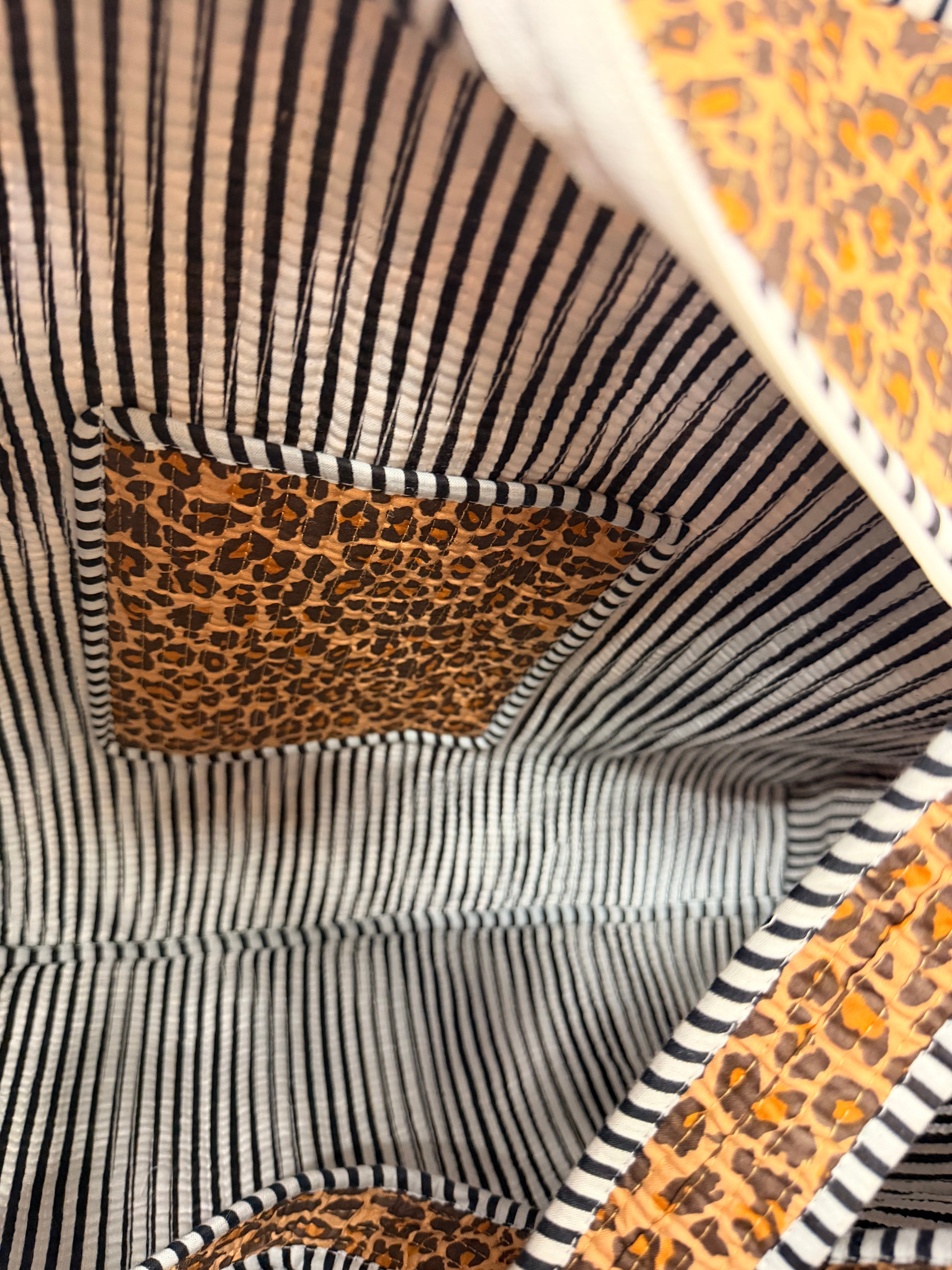 Dark Leopard Print Medium Cotton, handmade tote bag