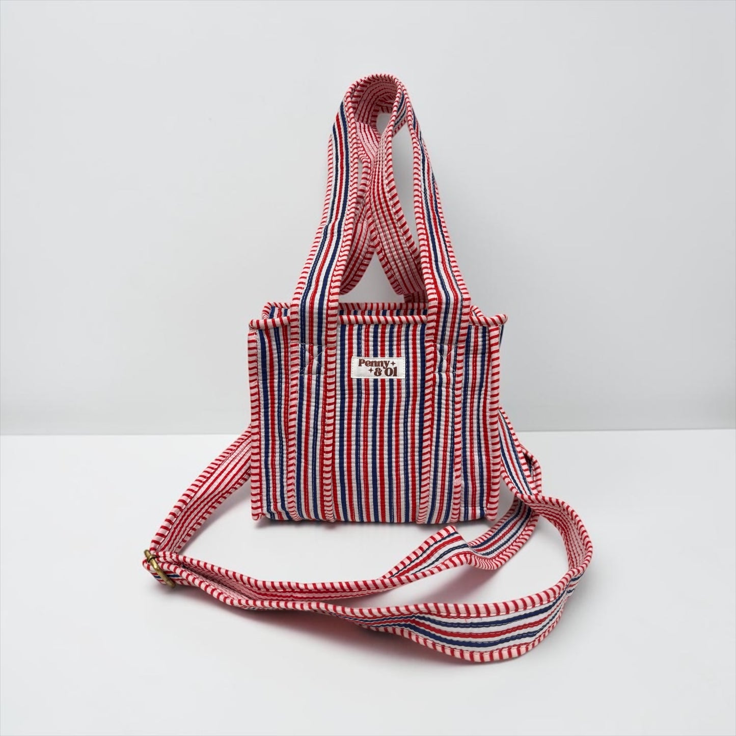Red Blue Stripes MINI Tote Bag - Penny & Ol