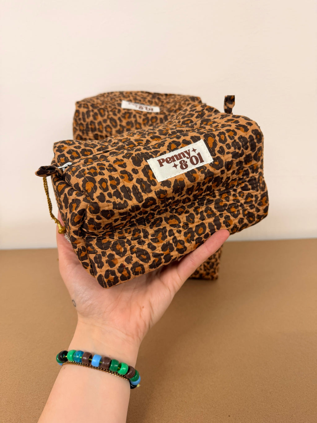 Dark Leopard Print waterproof zip pouches