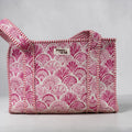 Pink Seashells Medium Cotton, handmade tote bag