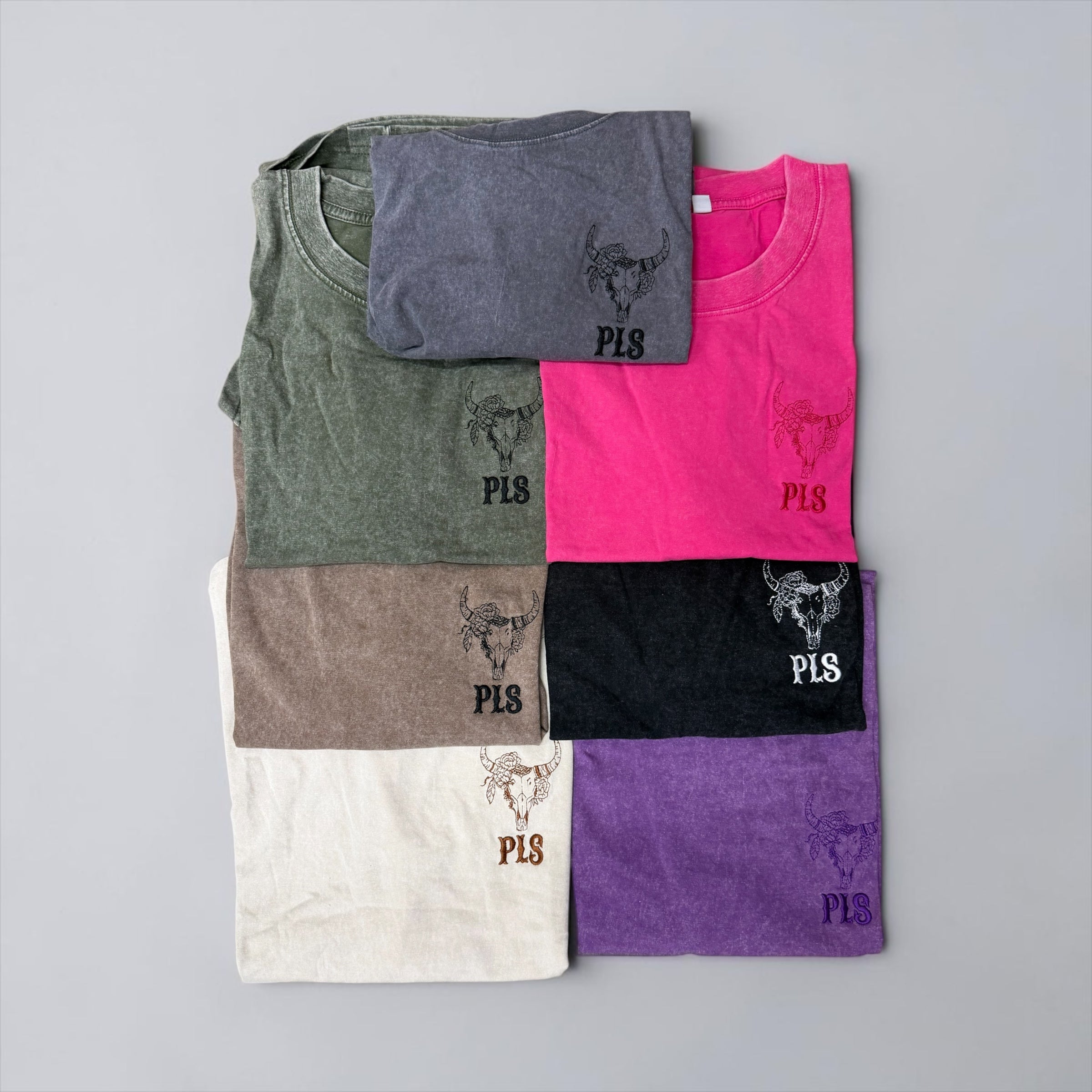 PLS Western Skull Acid Wash T-shirt. 100% cotton.