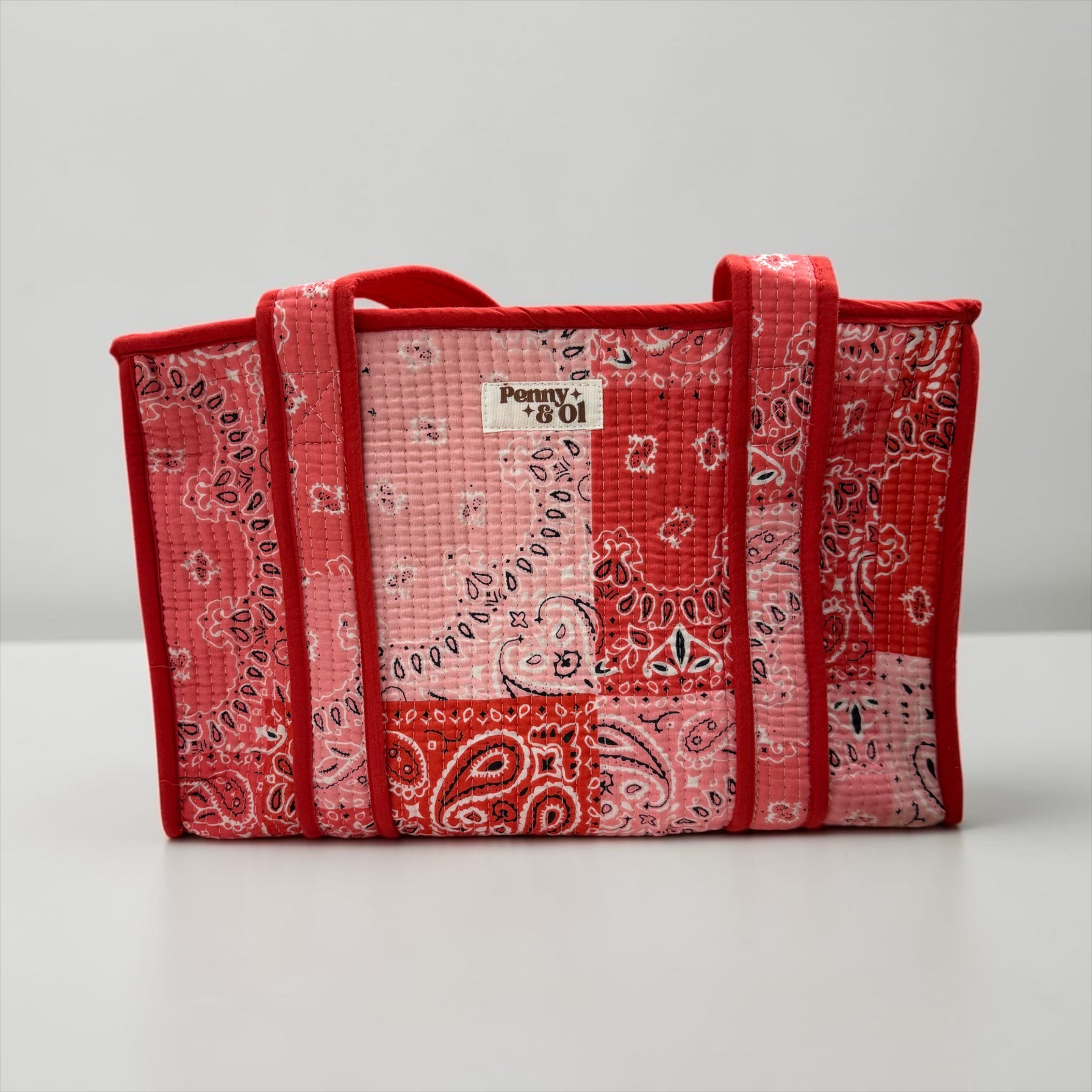 Pink & Red Bandana MEDIUM Cotton tote bag
