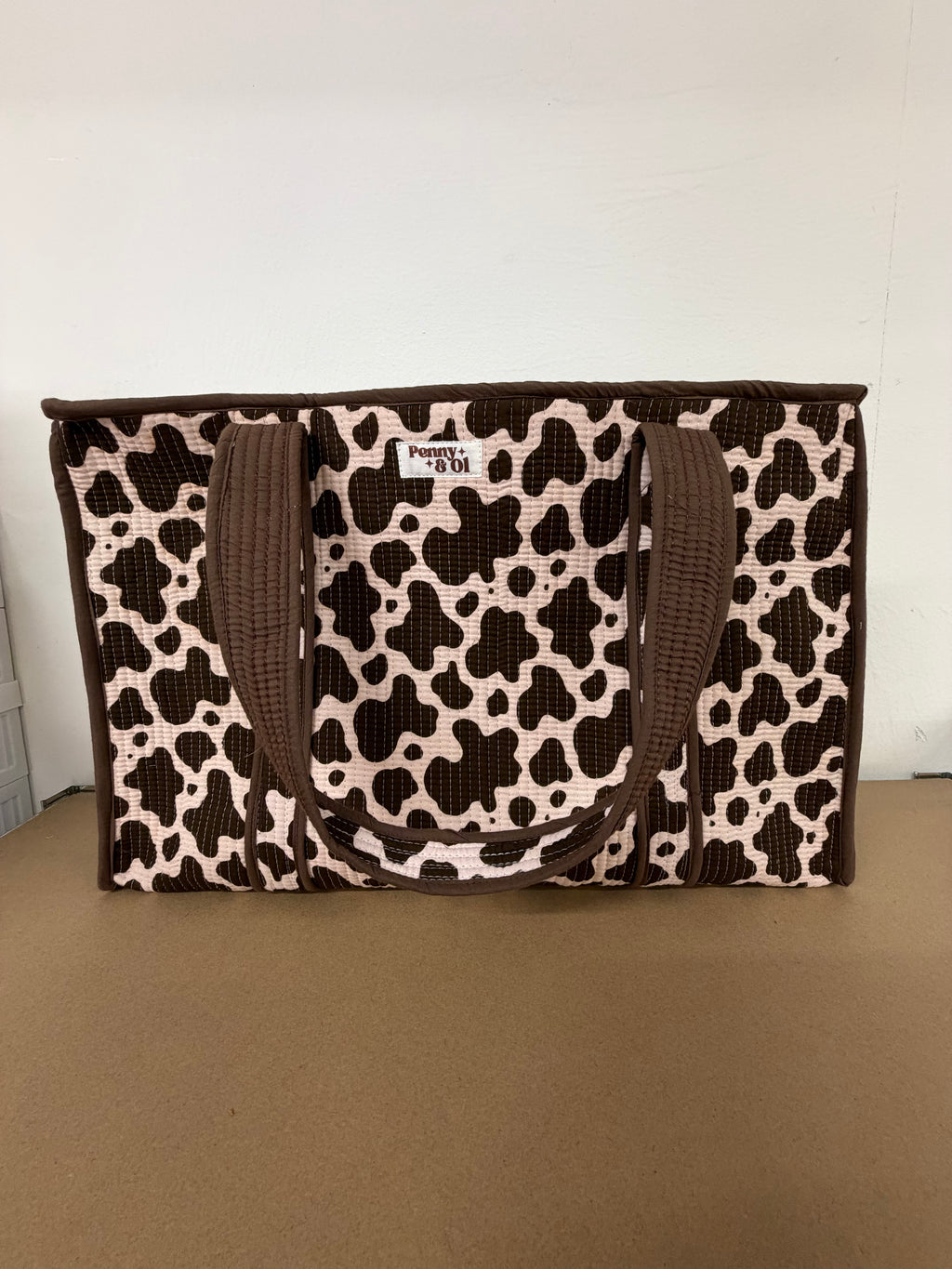 Cow Print Large Cotton Tote Bag, handmade tote bags