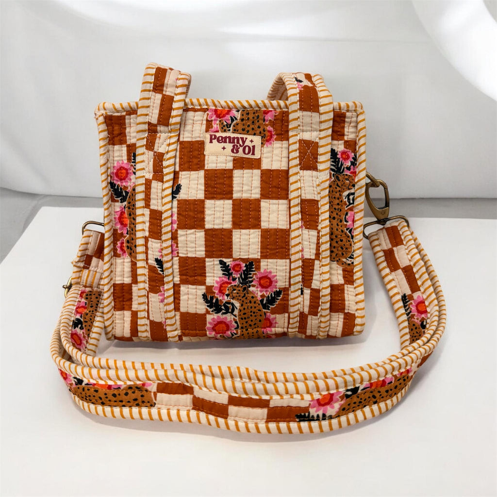 Brown Checkered Leopard  Mini Tote Bag - Penny & Ol.