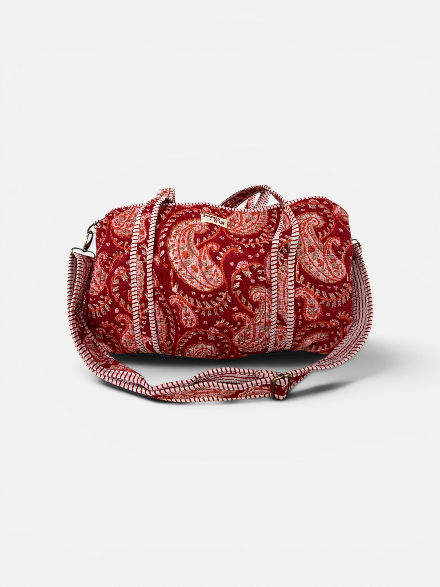 Red Paisley Large Duffle Tote Bags - Penny & Ol