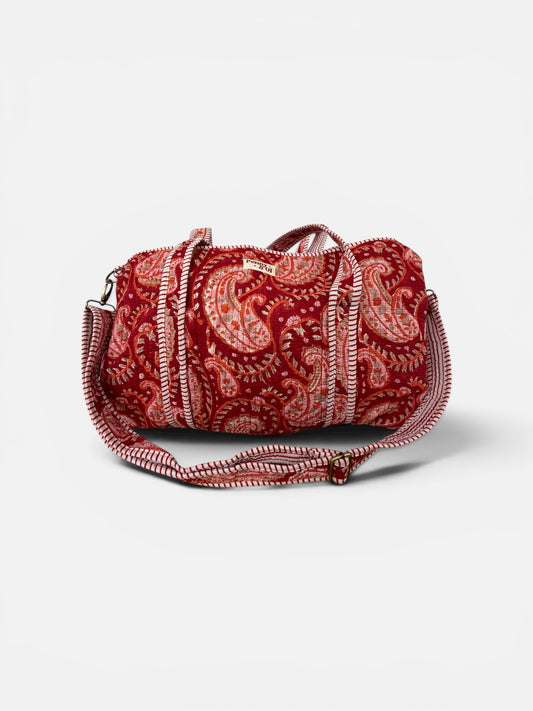 Red Paisley Large Duffle Tote Bags - Penny & Ol