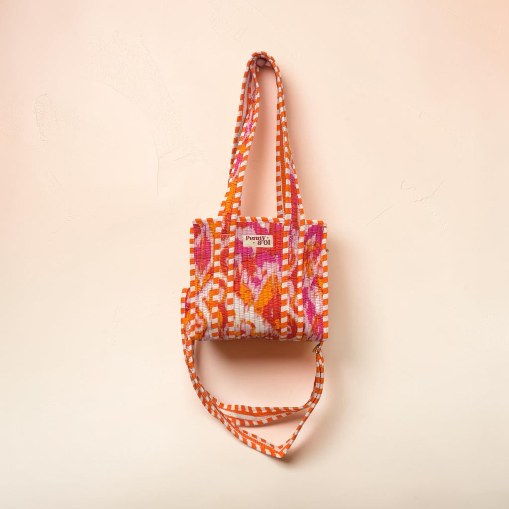 Pink and orange marble Mini Tote Bag - Penny & Ol