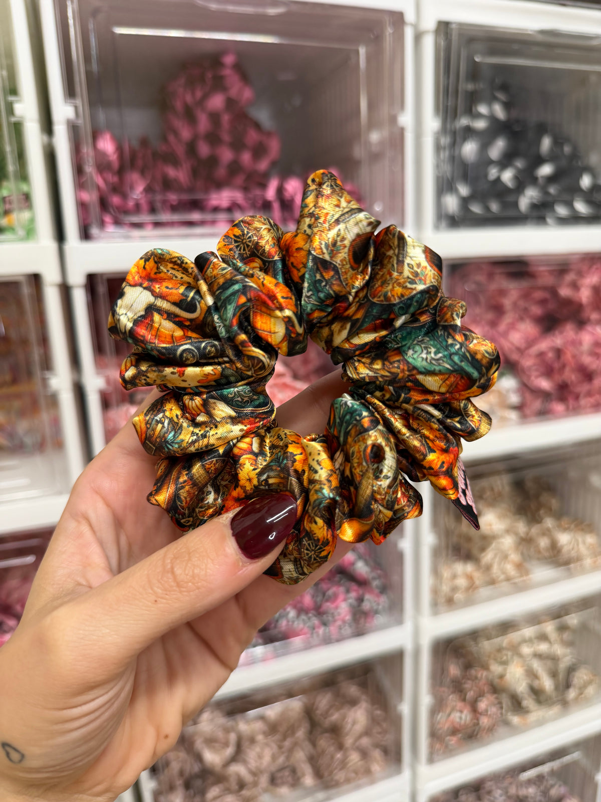 Western Pumpkins MIDI Satin Hair Scrunchie