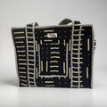 Monochrome Travel Tote, Handmade Cotton Tote Bag