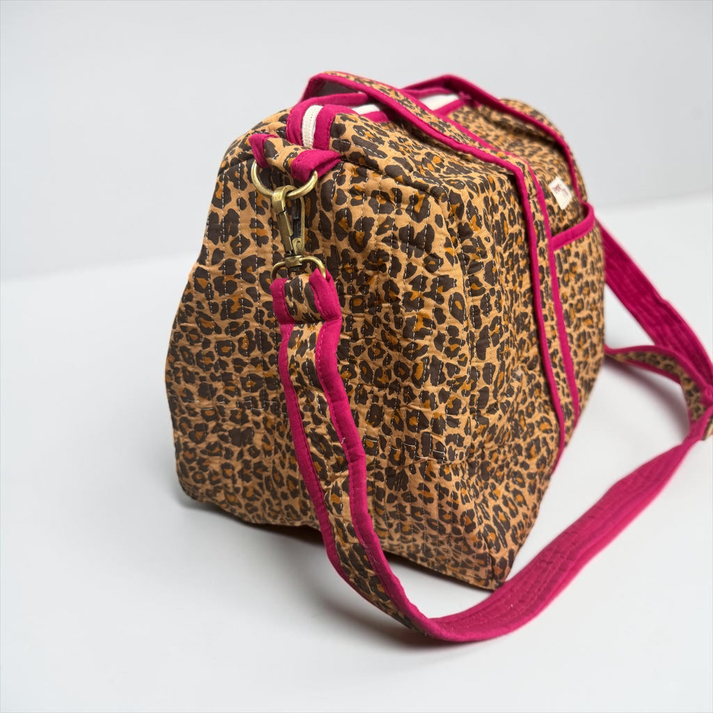 Raspberry Leopard MEDIUM DUFFLE Tote Bags - Penny & Ol