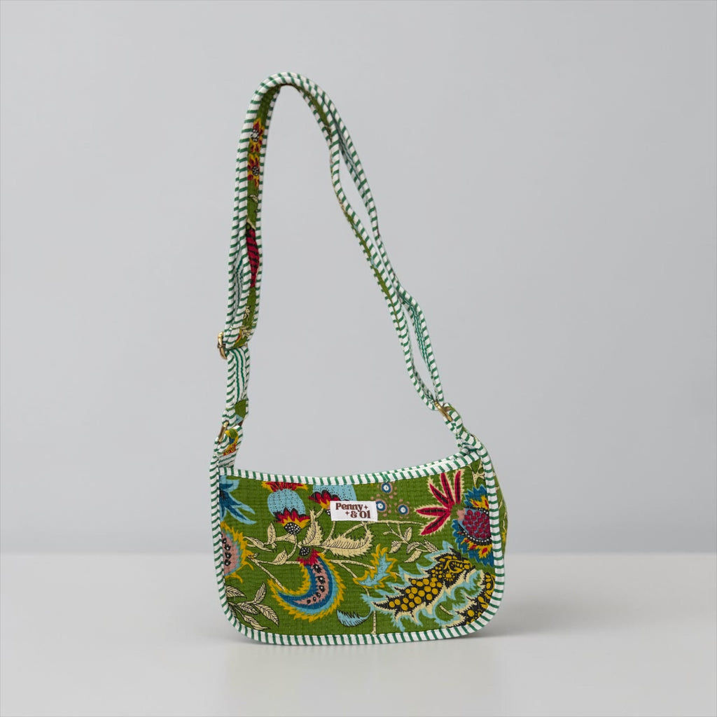 Khaki Floral Mini SHOULDER bag, cross body bag