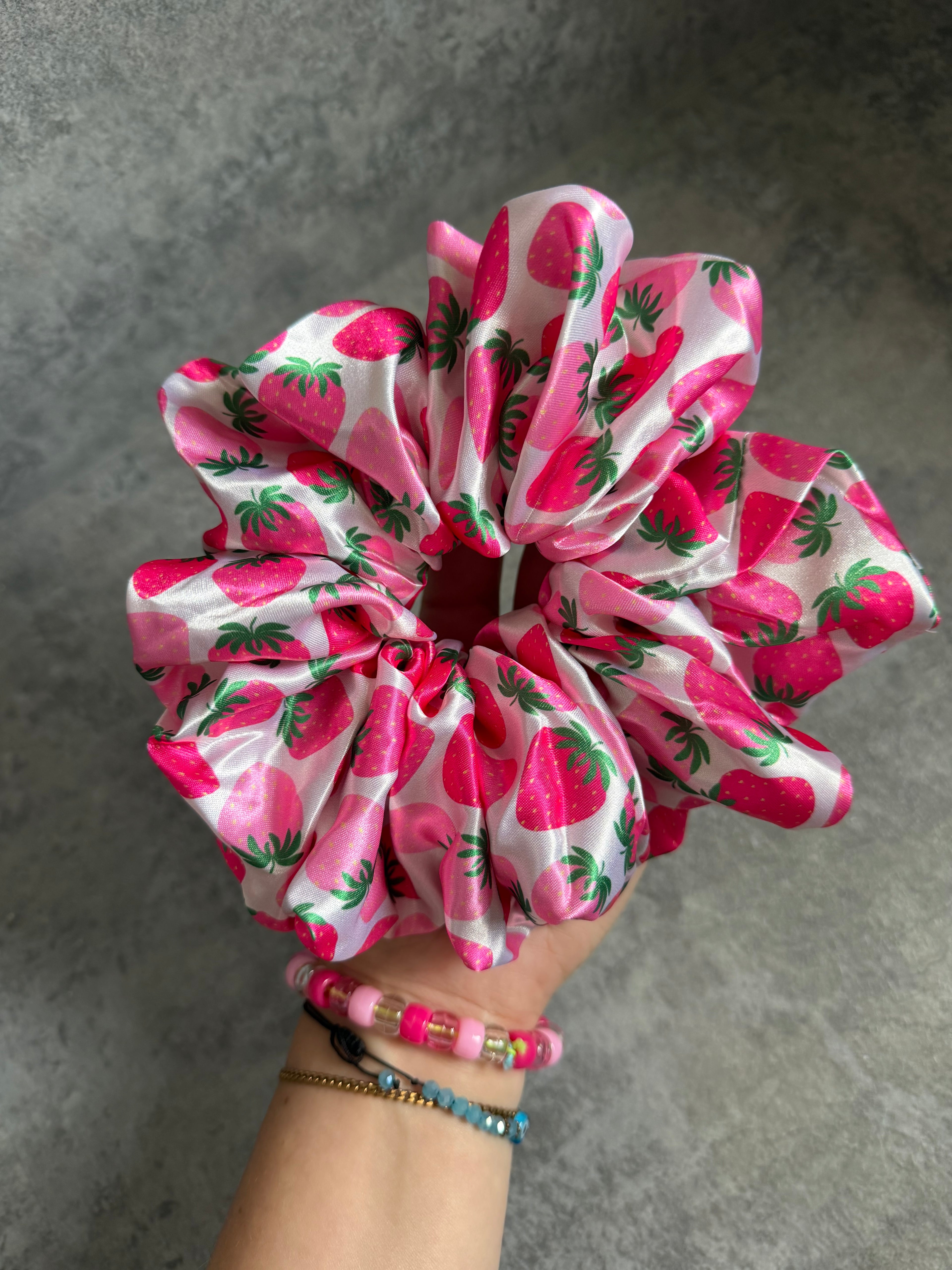 Strawberry Dream XL Satin Hair Scrunchie