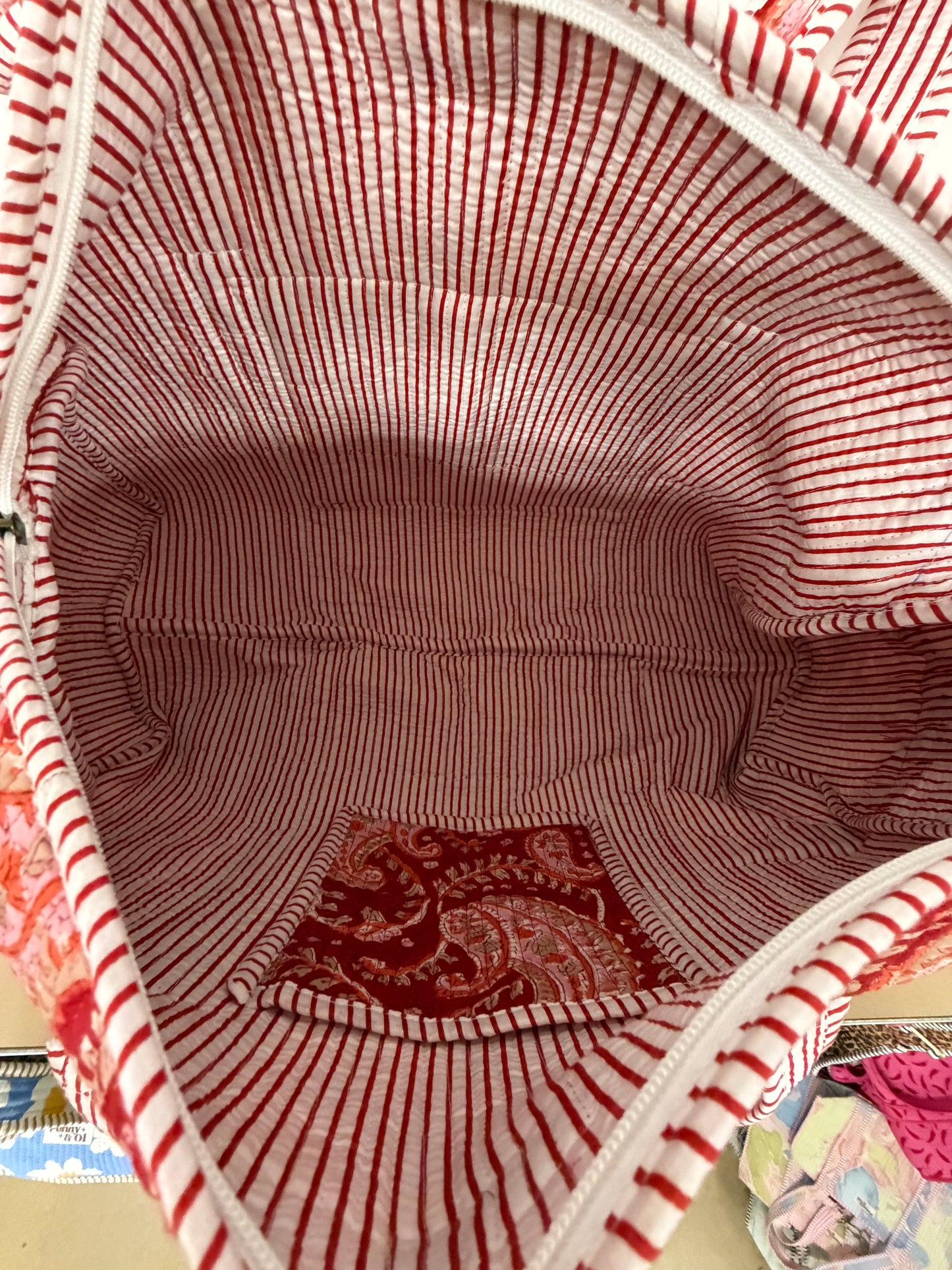 Red Paisley Large Duffle Tote Bags - Penny & Ol