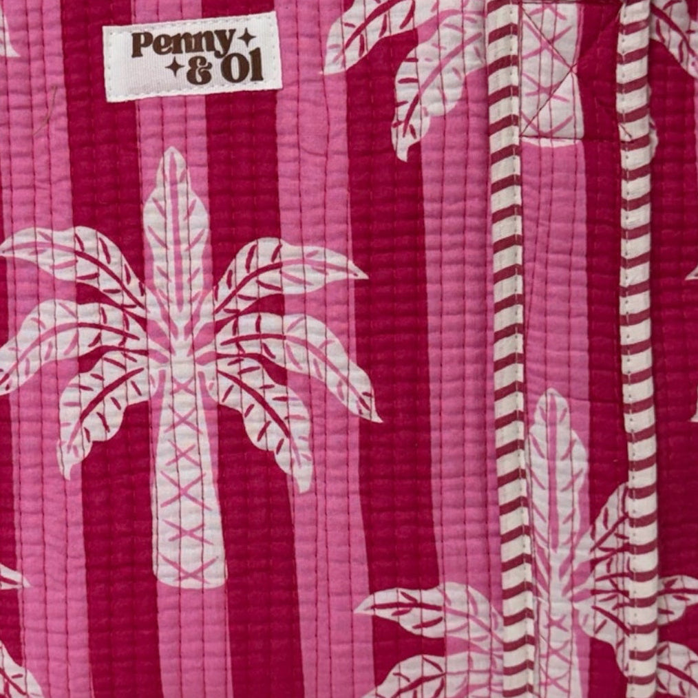Pink stripe ruffle pouch Ruffle Pouch