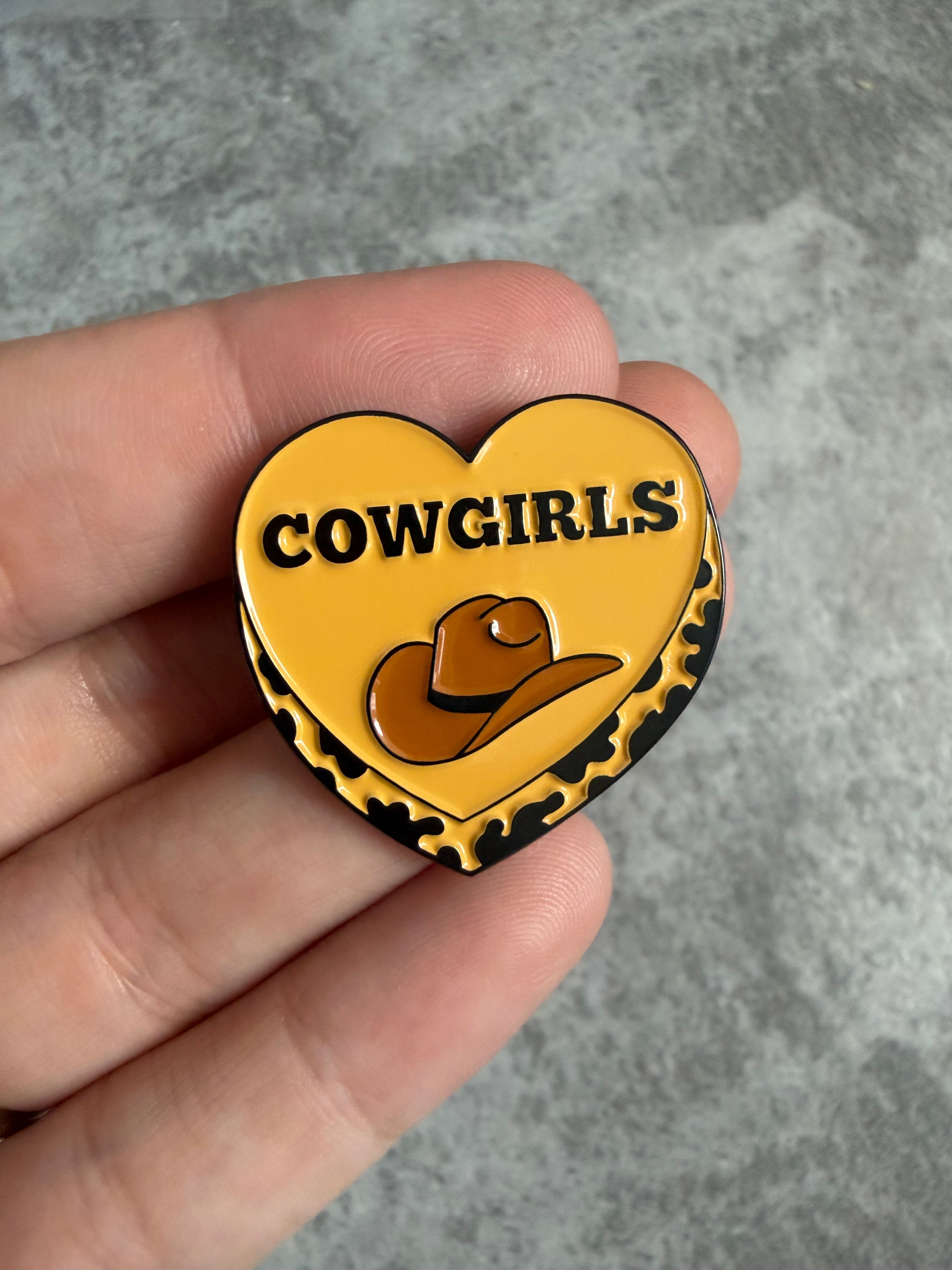 Cowgirls brown heart  Pin Badge, western