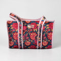 Navy Blossom Medium Cotton, handmade tote bag