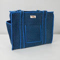 Royal Blue Polka Dot Travel Tote, Handmade Cotton Tote Bag