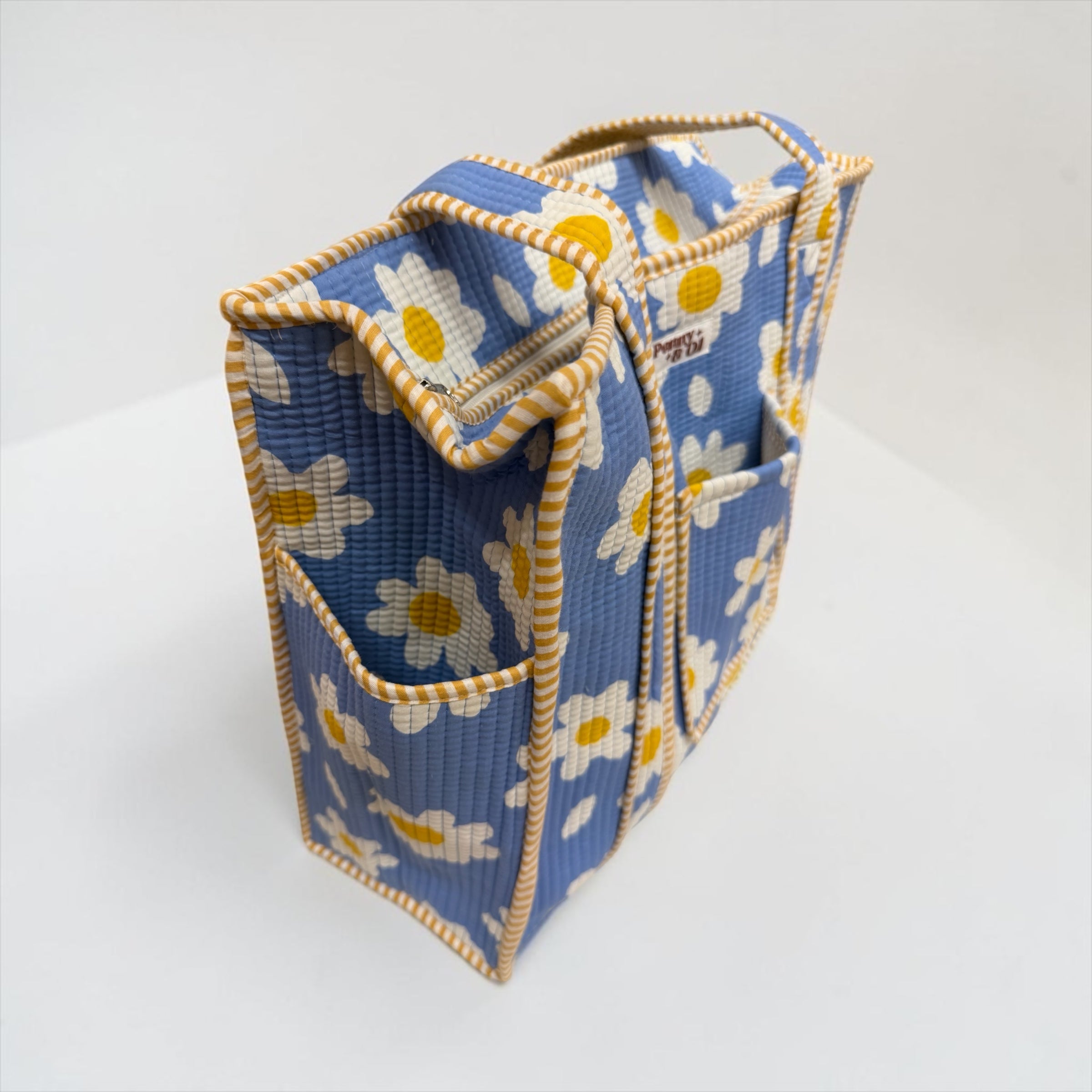 Daisy Travel Tote, Handmade Cotton Tote Bag