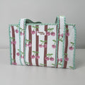 Mauve Stripe Cherries MEDIUM Cotton tote bag