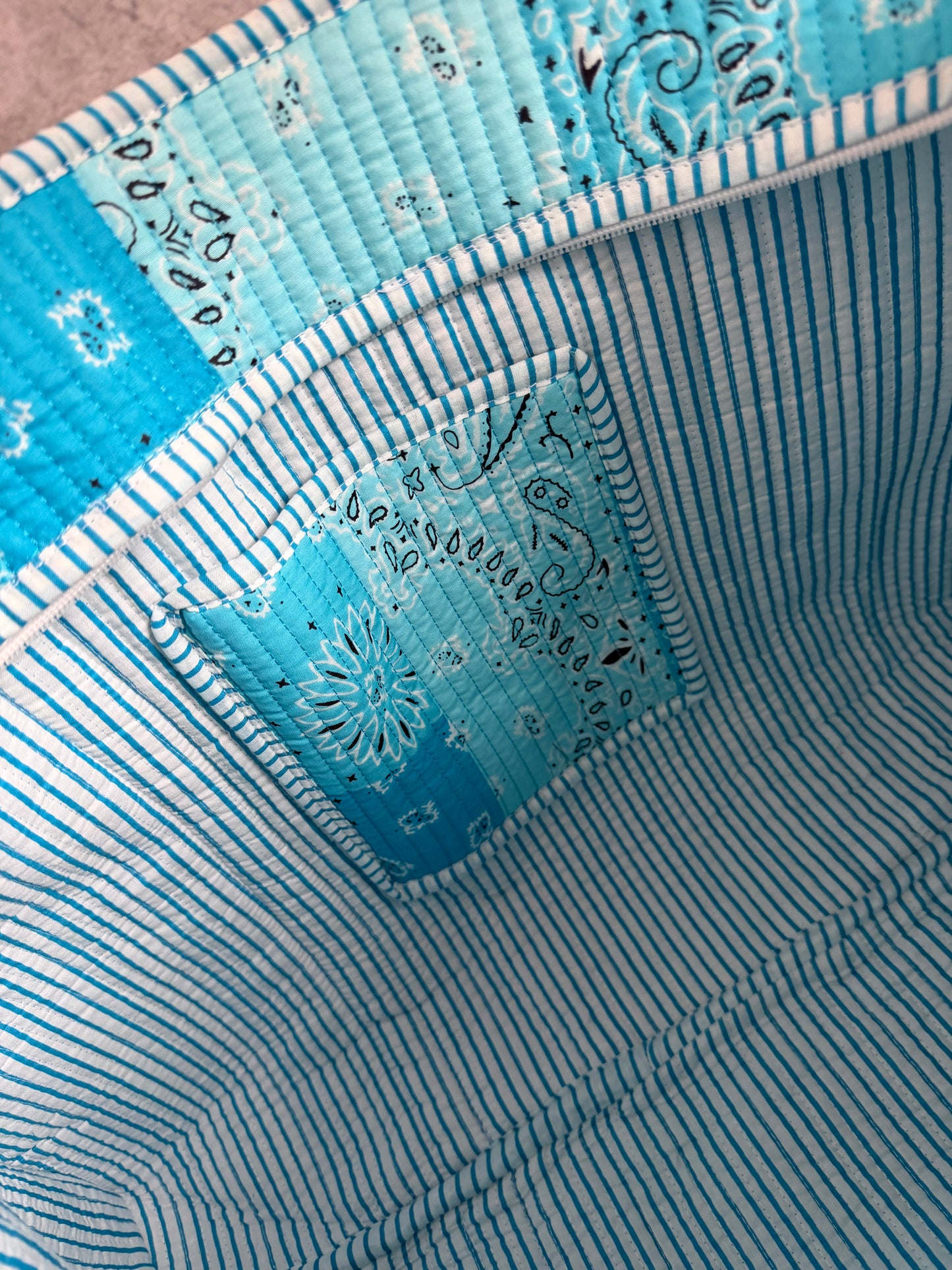 Blue Paisley Bandana LARGE Cotton Tote Bag