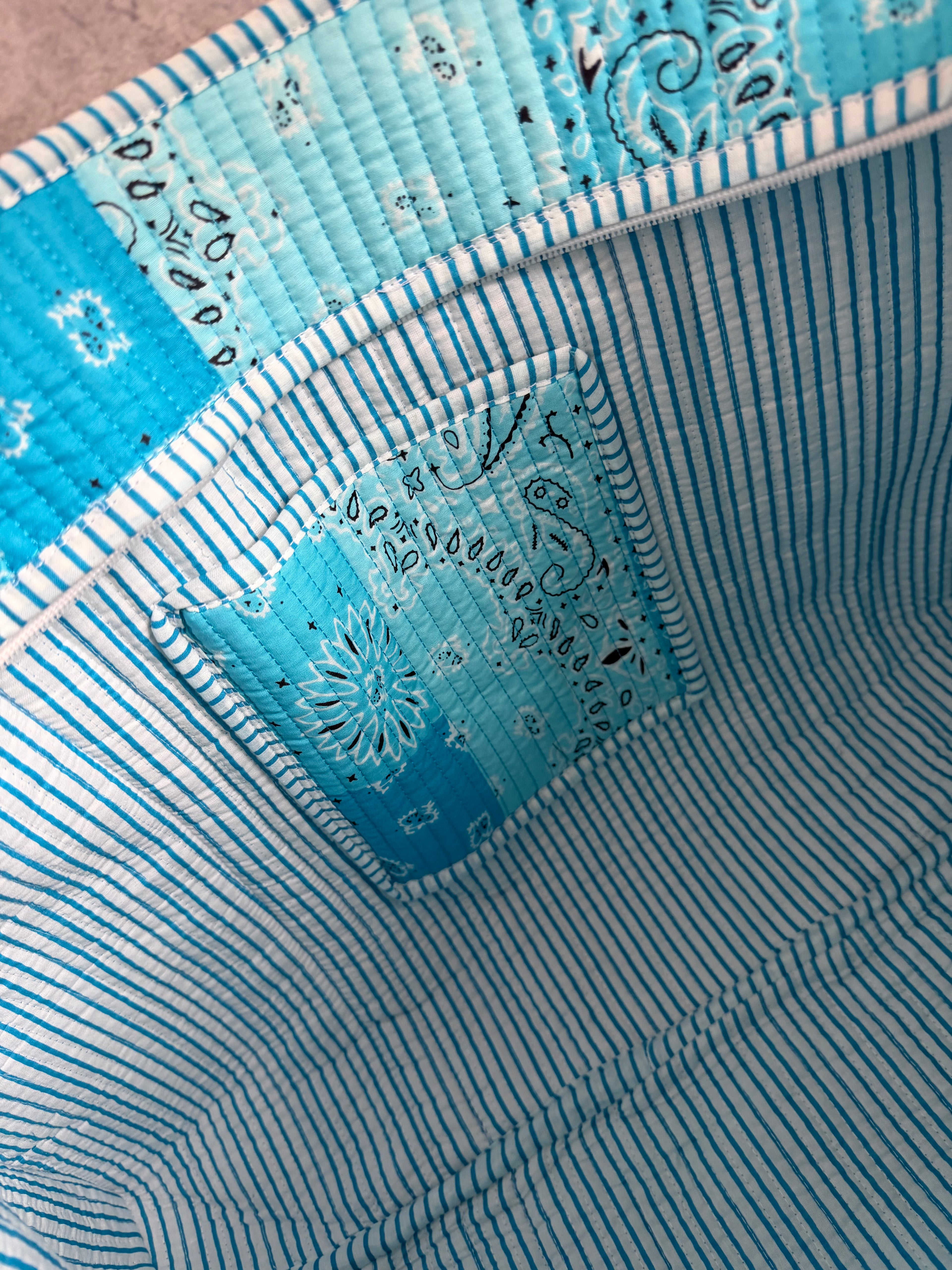Blue Paisley Bandana LARGE Cotton Tote Bag