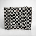 Black and white checkerboard travel tote bags. Handmade cotton totes