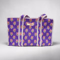 Purple Floral Blockprint MEDIUM Cotton tote bag