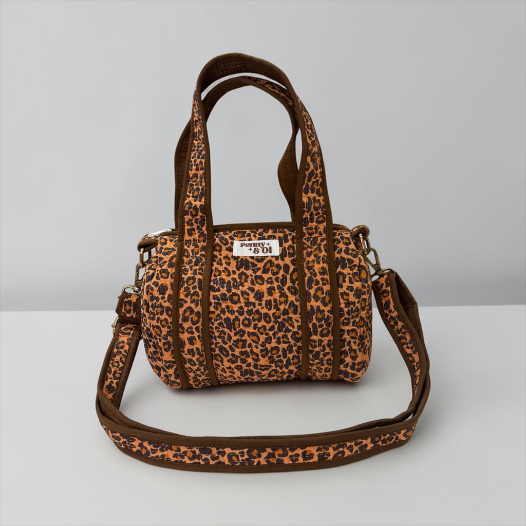 Brown Leopard Mini Duffle Tote Bags - Penny & Ol