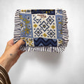 Blue & White Patchwork Ruffle Pouch