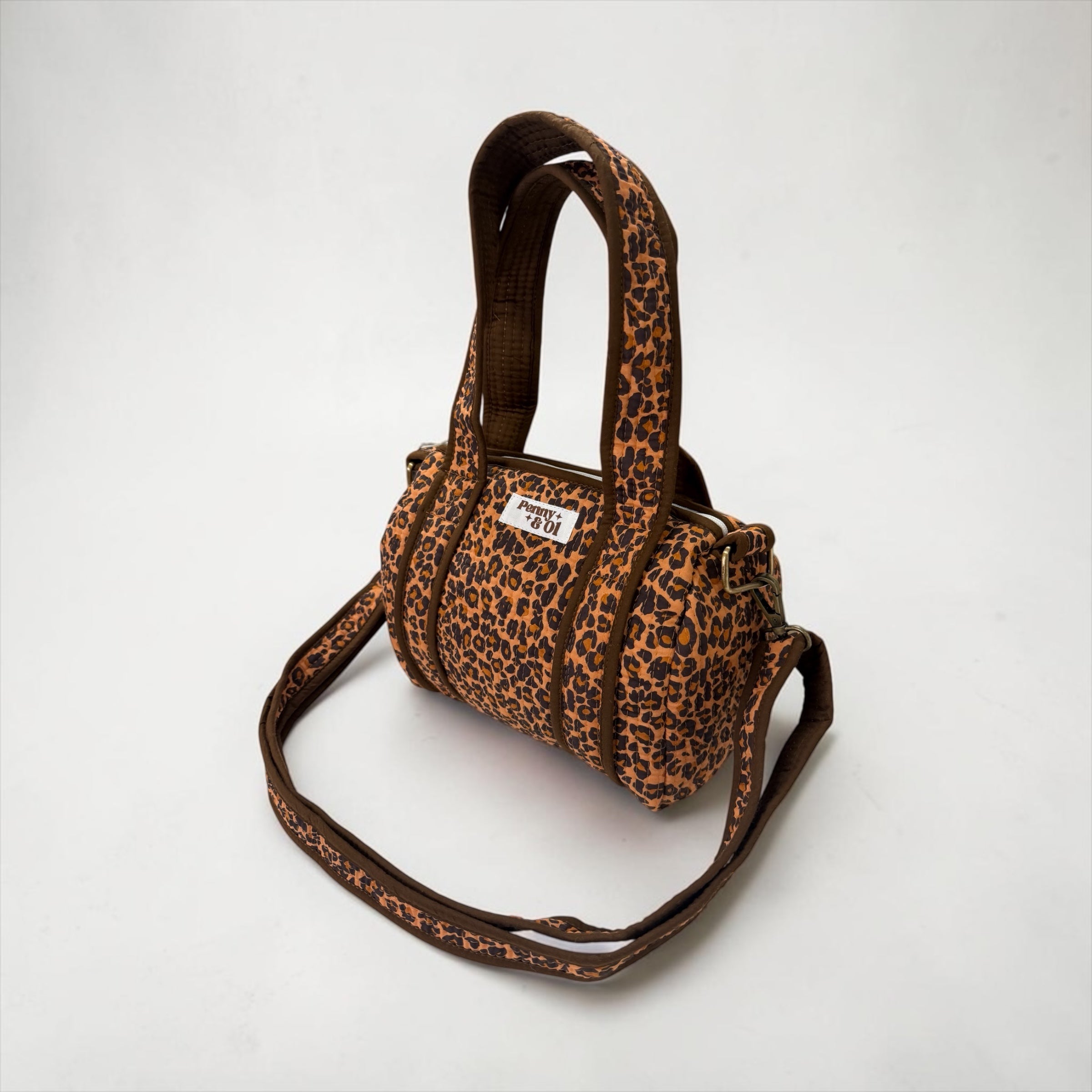 Brown Leopard Mini Duffle Tote Bags - Penny & Ol