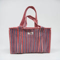 Red Blue Stripes MEDIUM Cotton tote bag