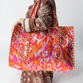Pink and Orange Marble large tote bags. Cotton tote bags
