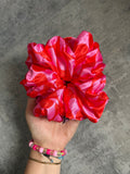 Pink & red swirl XL Satin Hair Scrunchie