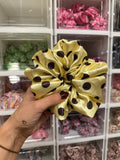 Yellow and Brown Polkadot XL Satin Hair Scrunchie