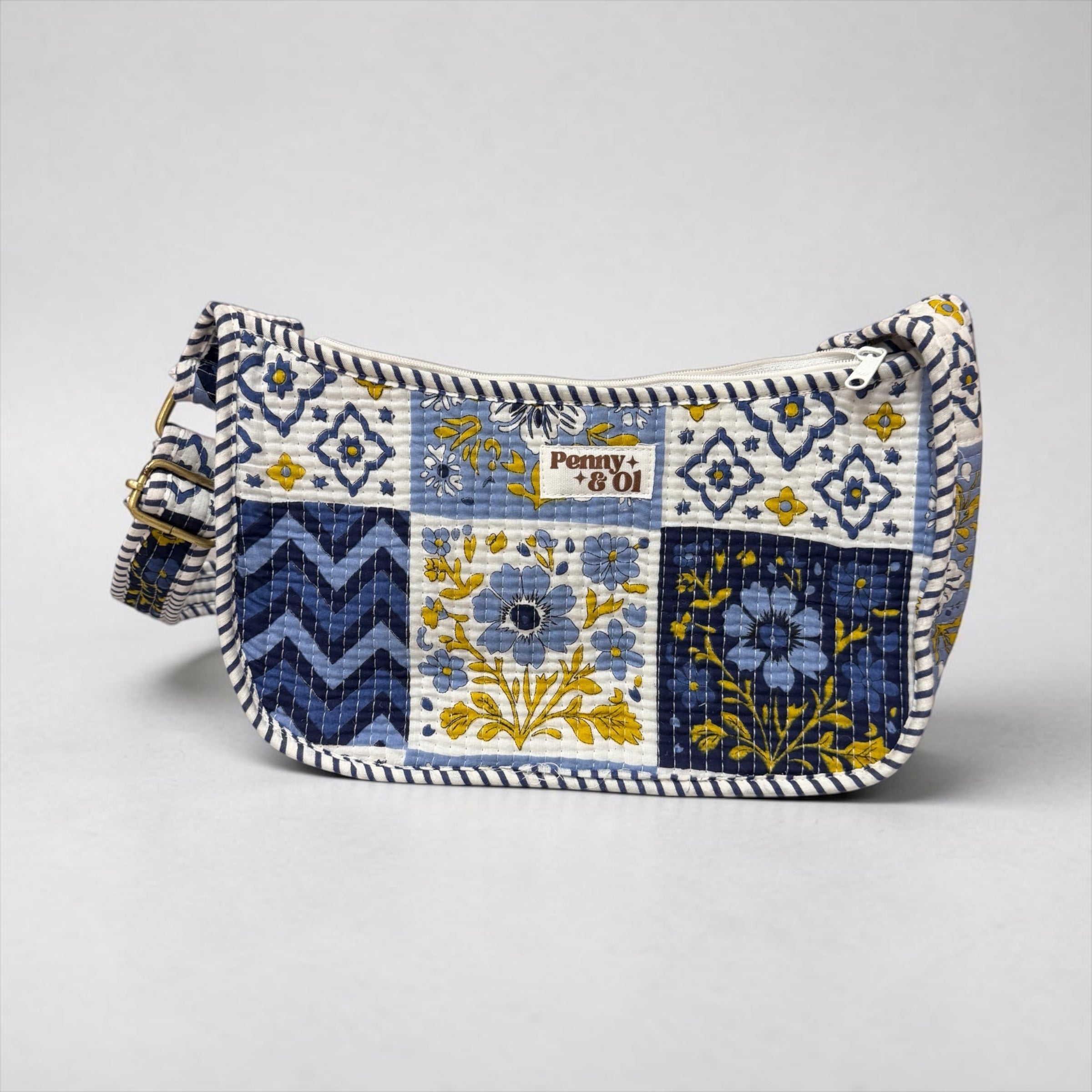 Blue & White Patchwork Mini SHOULDER bag, cross body bag
