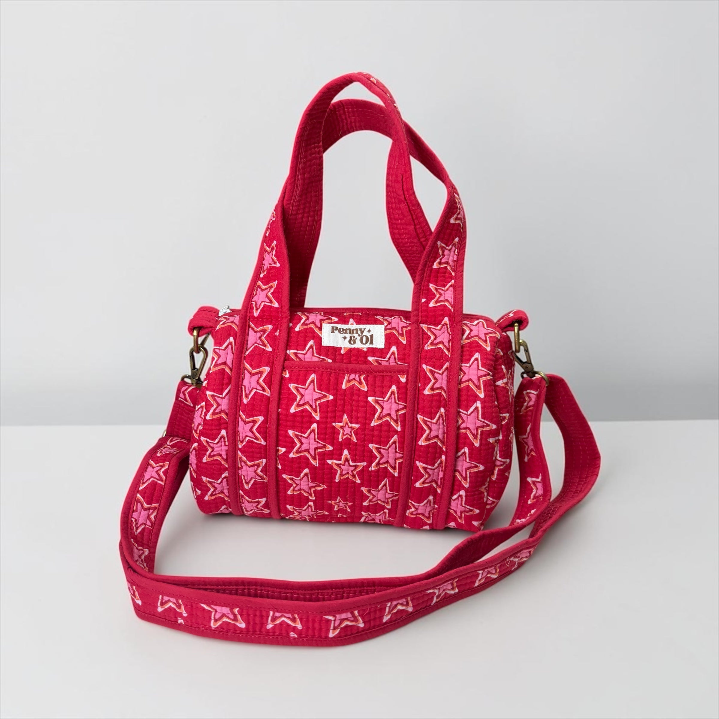 Pink Stars Mini Duffle Tote Bags - Penny & Ol